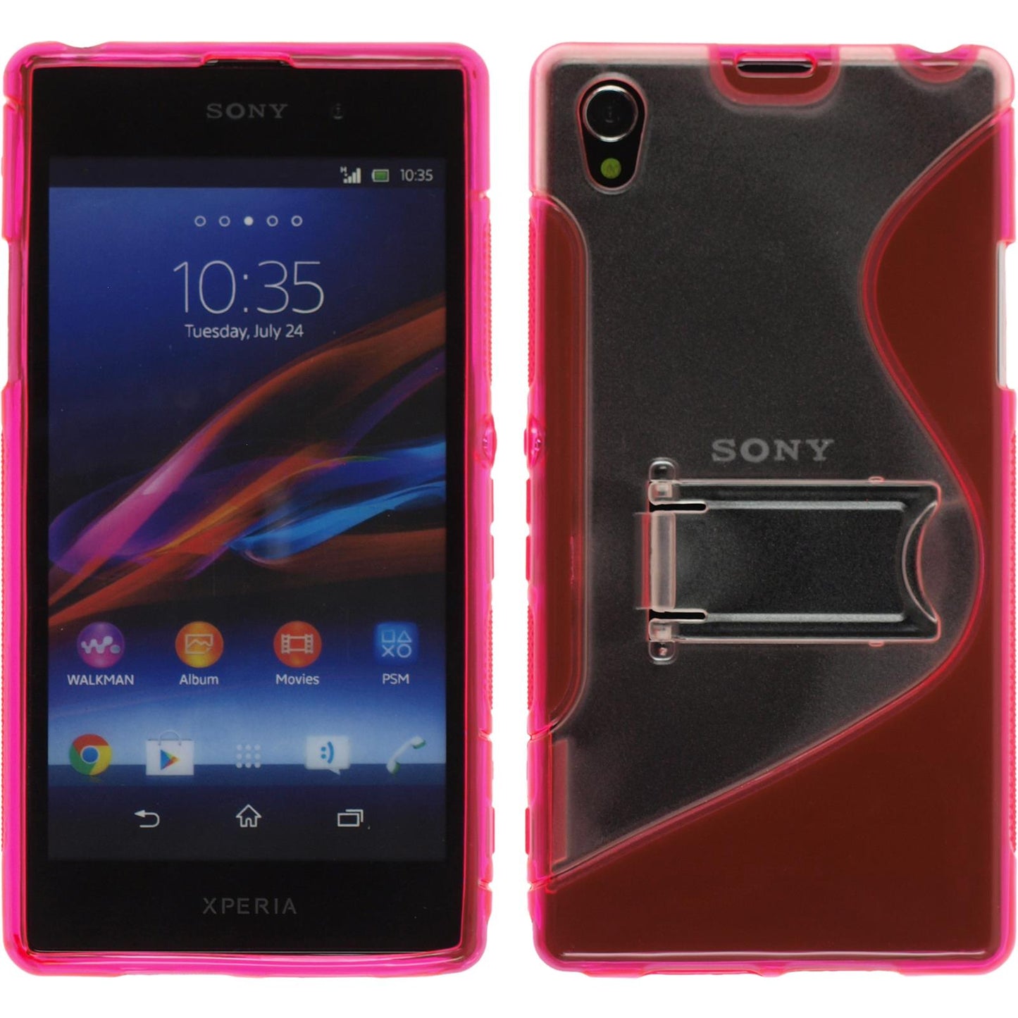 PhoneNatic Case kompatibel mit Sony Xperia Z1 - pink Silikon Hülle + 2 Schutzfolien