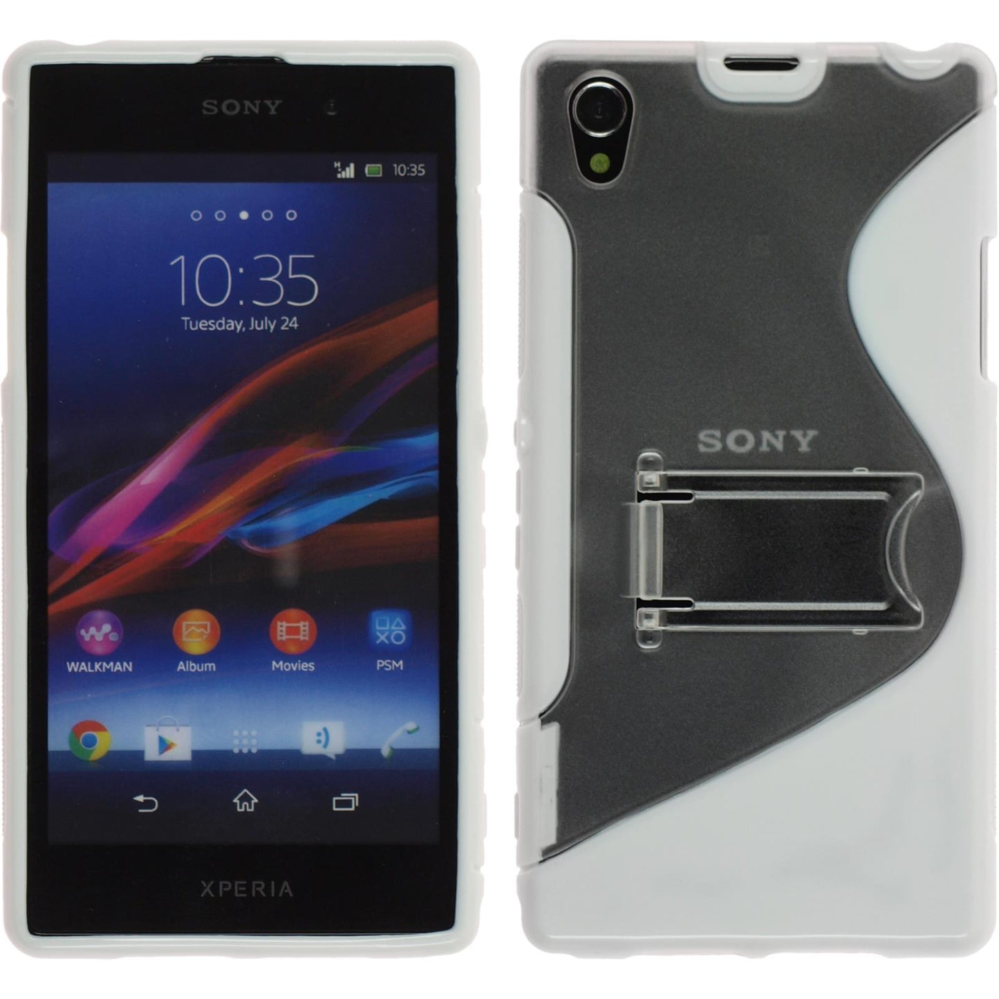 PhoneNatic Case kompatibel mit Sony Xperia Z1 - weiß Silikon Hülle + 2 Schutzfolien