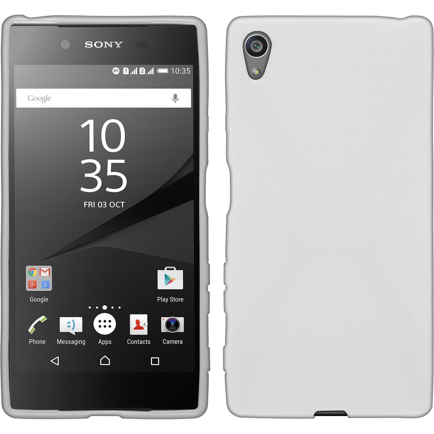 PhoneNatic Case kompatibel mit Sony Xperia Z5 - weifl Silikon Hülle X-Style + 2 Schutzfolien