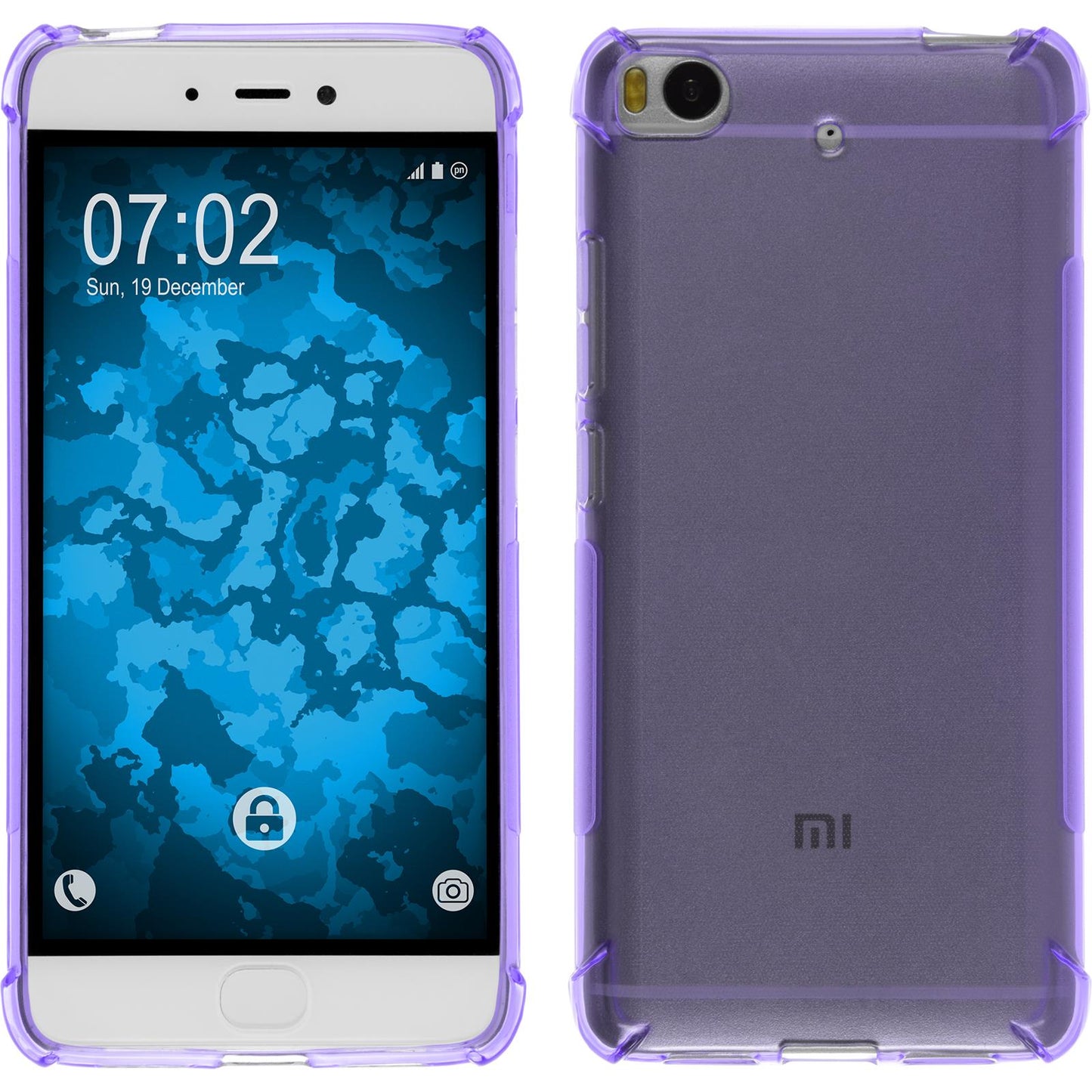 PhoneNatic Case kompatibel mit Xiaomi Mi 5s - lila Silikon Hülle ShockProof + 2 Schutzfolien