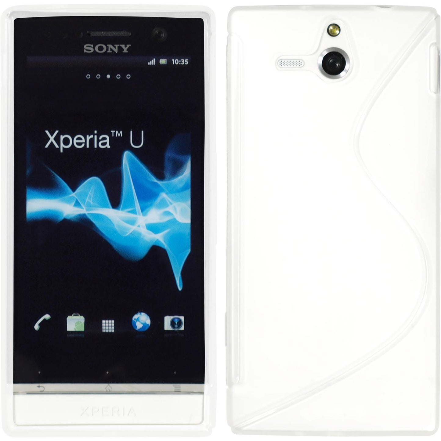 PhoneNatic Case kompatibel mit Sony Xperia U - weifl Silikon Hülle S-Style + 2 Schutzfolien