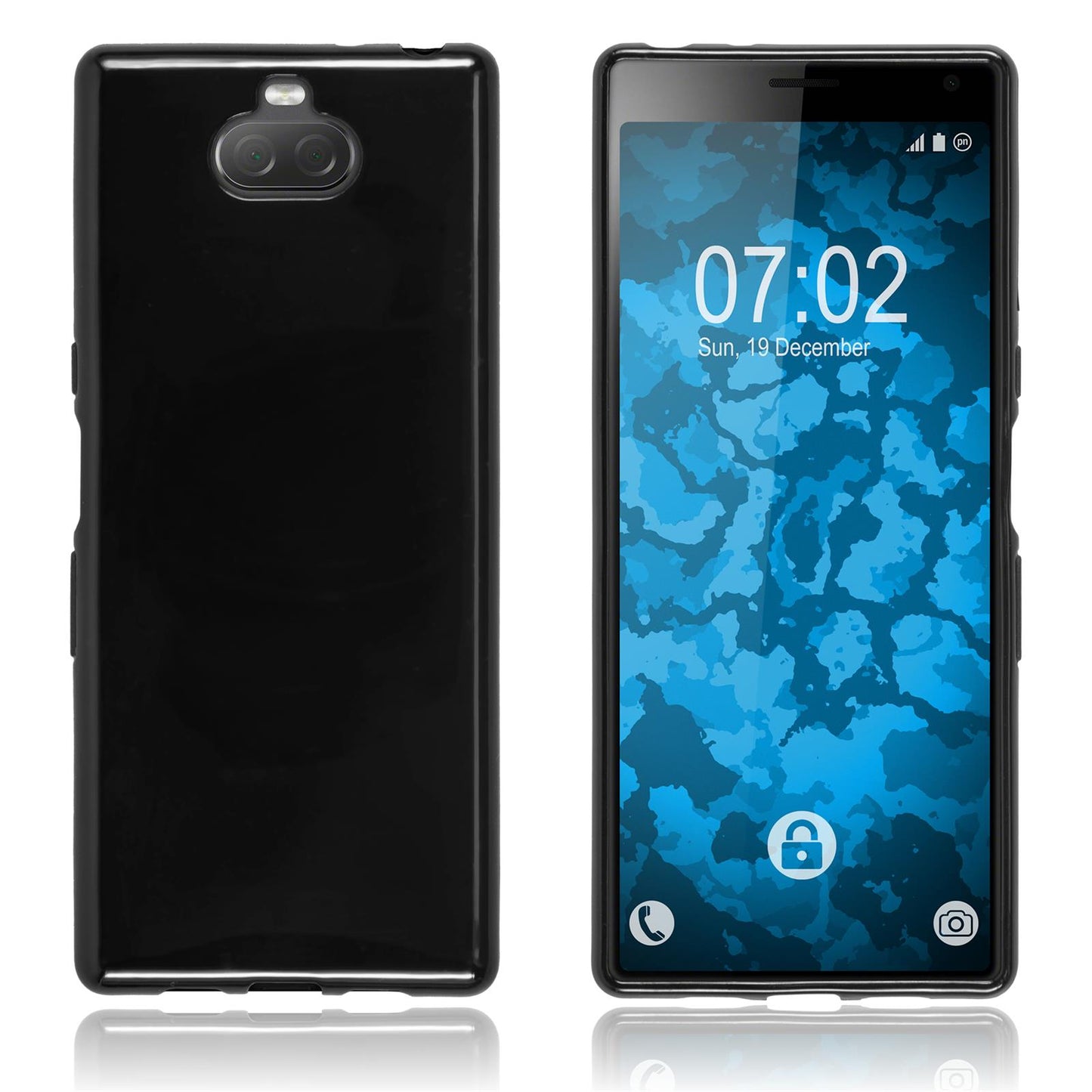 PhoneNatic Case kompatibel mit Sony Xperia 10 Plus - schwarz Silikon Hülle + 2 Schutzfolien