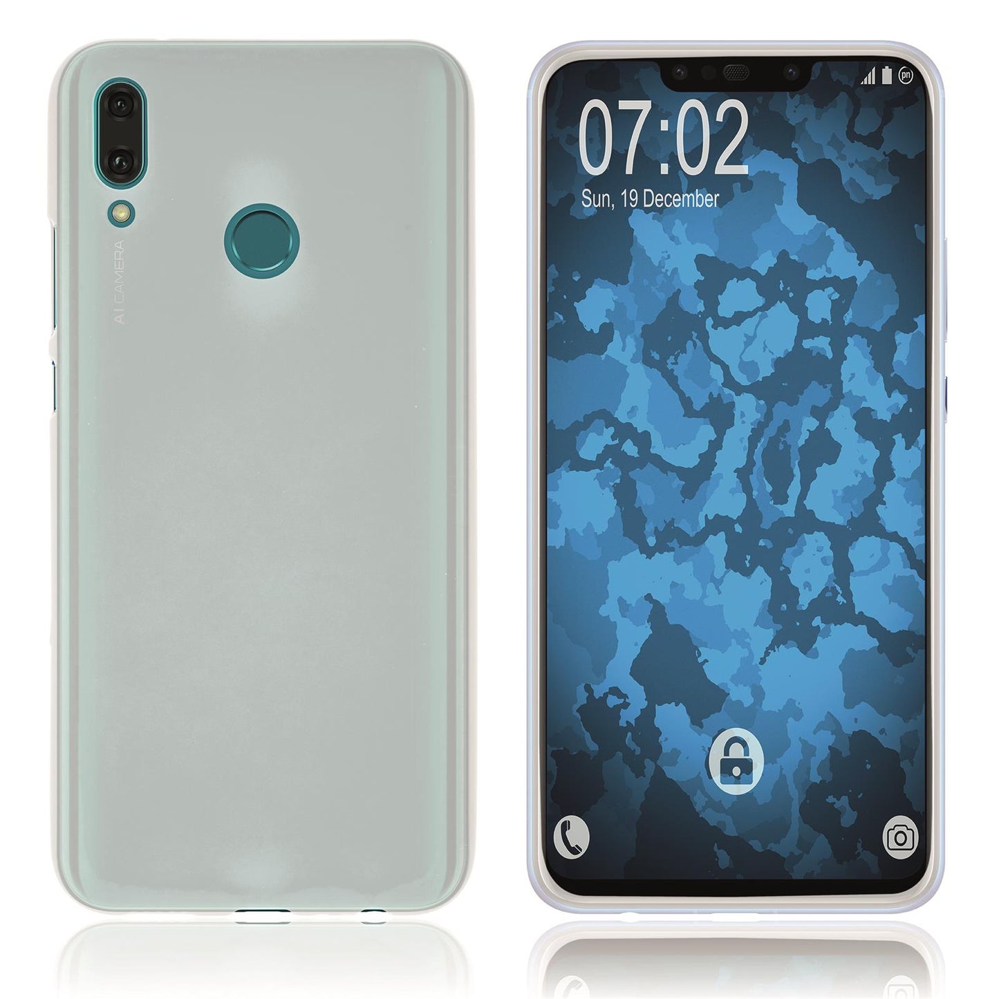PhoneNatic Case kompatibel mit Huawei Y9 (2019) - transparent-weifl Silikon Hülle matt Cover
