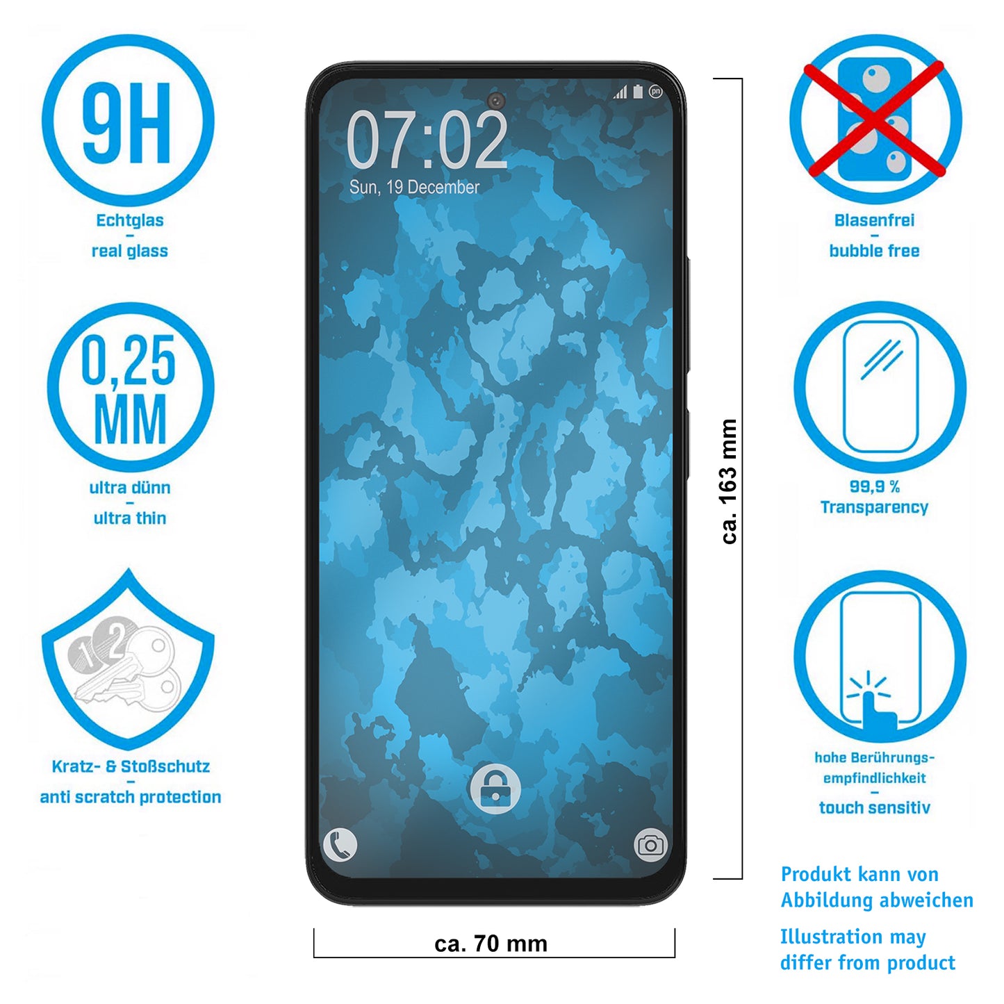 1x Glas-Folie klar für Xiaomi Redmi 12 – Panzerglas für Xiaomi Redmi 12