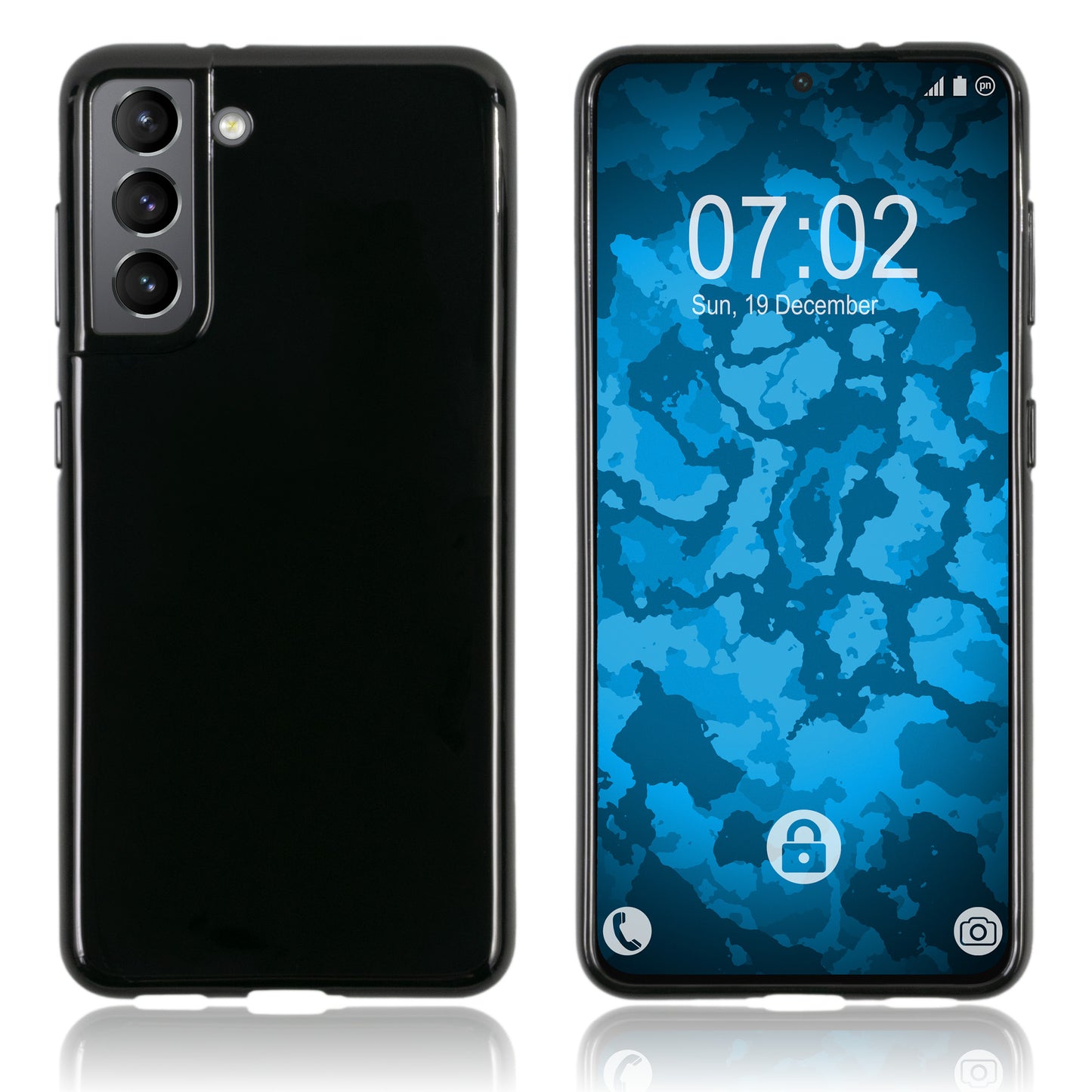 PhoneNatic Case kompatibel mit Samsung Galaxy S21 – Schwarz Silikon Hülle crystal-case Cover