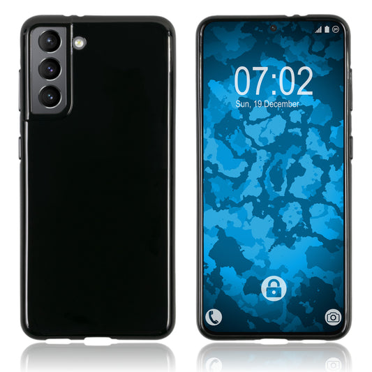 PhoneNatic Case kompatibel mit Samsung Galaxy S21 – Schwarz Silikon Hülle crystal-case Cover