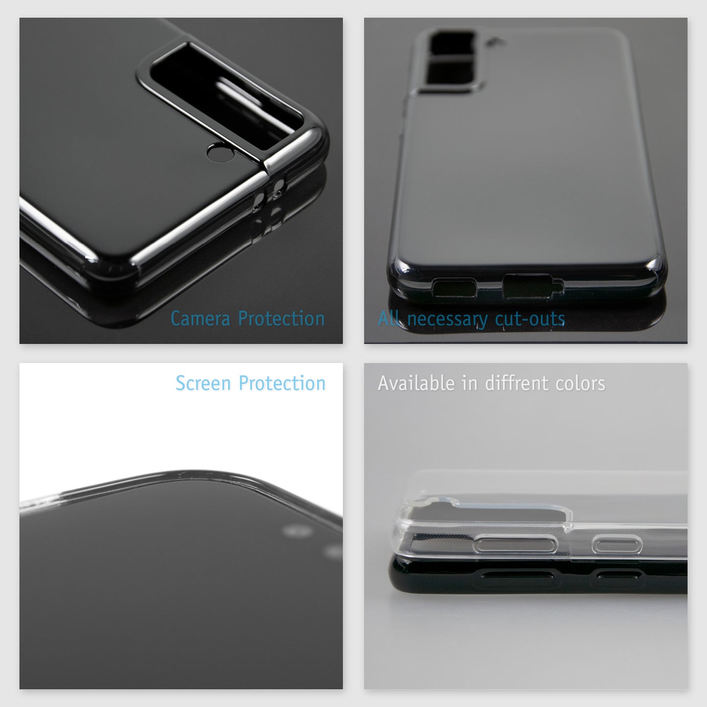 PhoneNatic Case kompatibel mit Samsung Galaxy S21 – Schwarz Silikon Hülle crystal-case Cover