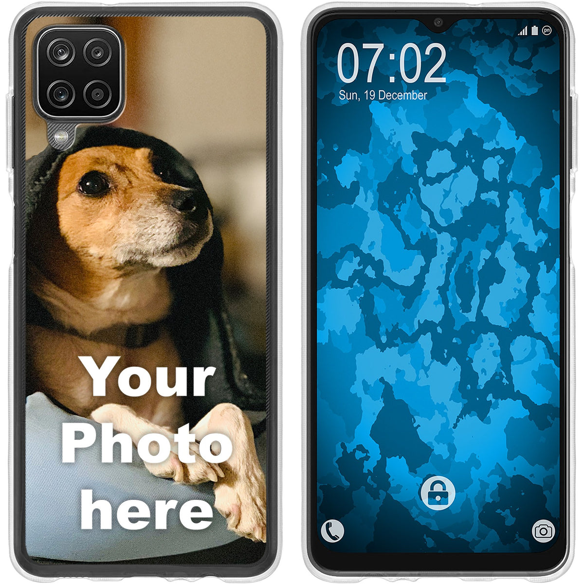 PhoneNatic Case kompatibel mit Galaxy A12 Personalisierte Handyhülle clear zum selbst gestalten mit eigenem Foto