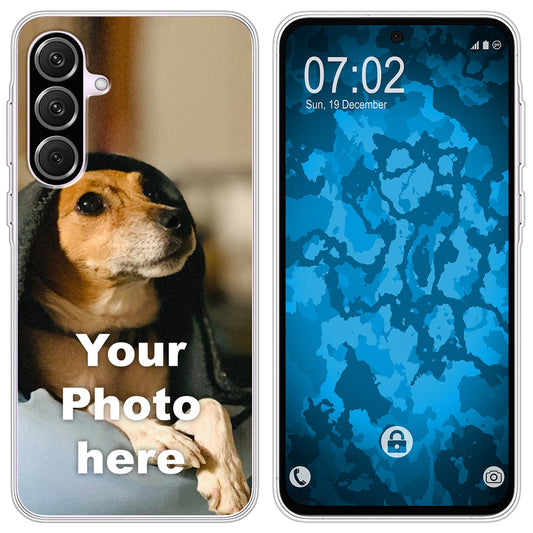 PhoneNatic Case kompatibel mit Galaxy A57 Personalisierte Handyhülle clear zum selbst gestalten mit eigenem Foto