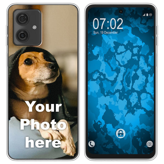 PhoneNatic Case kompatibel mit Moto G54 Personalisierte Handyhülle clear zum selbst gestalten mit eigenem Foto
