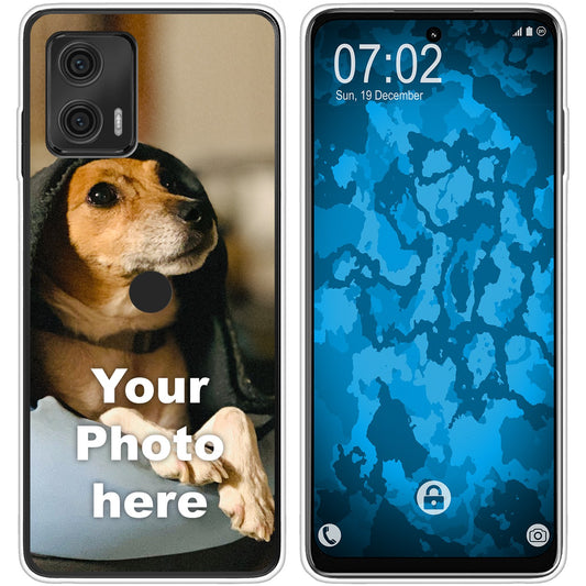 PhoneNatic Case kompatibel mit Moto G73 Personalisierte Handyhülle clear zum selbst gestalten mit eigenem Foto