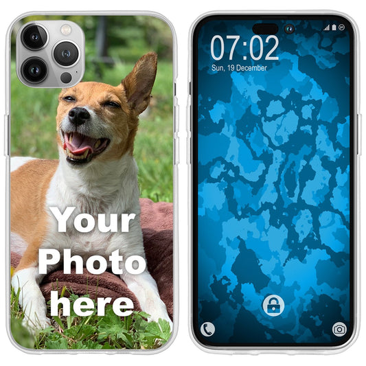 PhoneNatic Case kompatibel mit iPhone 15 Pro Personalisierte Handyhülle clear zum selbst gestalten mit eigenem Foto