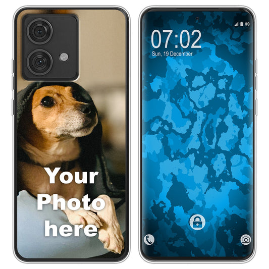 PhoneNatic Case kompatibel mit Moto Edge 40 Neo Personalisierte Handyhülle clear zum selbst gestalten mit eigenem Foto