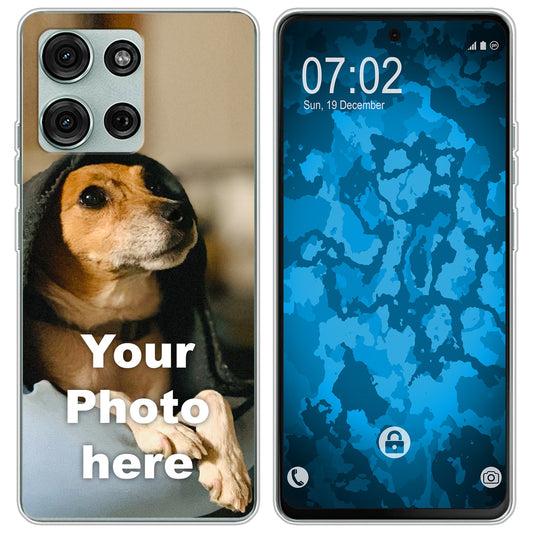 PhoneNatic Case kompatibel mit Moto G75 Personalisierte Handyhülle clear zum selbst gestalten mit eigenem Foto