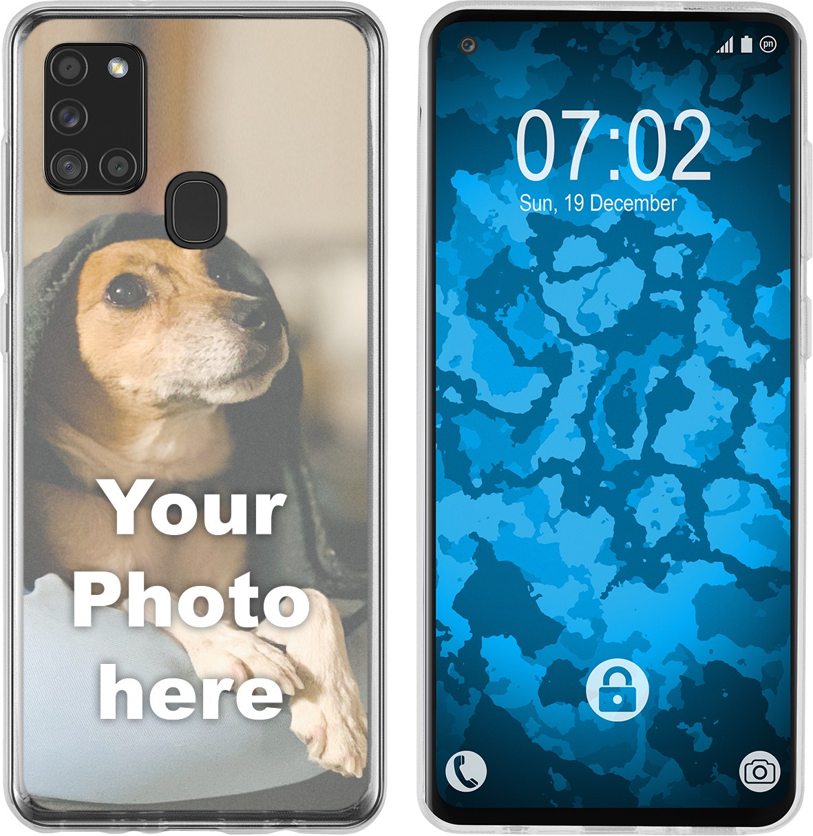 Personalisierte Handyhülle für Galaxy A21s (transparent) zum Selbstgestalten mit eigenem Foto