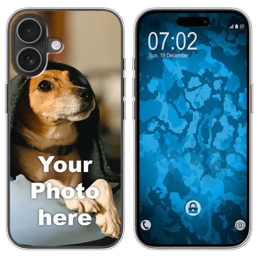 PhoneNatic Case kompatibel mit iPhone 16 Plus Personalisierte Handyhülle clear zum selbst gestalten mit eigenem Foto