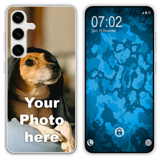PhoneNatic Case kompatibel mit Galaxy S24 FE Personalisierte Handyhülle clear zum selbst gestalten mit eigenem Foto