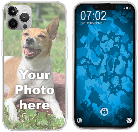 PhoneNatic Case kompatibel mit iPhone 13 Pro Personalisierte Handyhülle clear zum selbst gestalten mit eigenem Foto