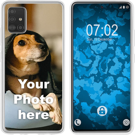 PhoneNatic Case kompatibel mit Galaxy A51 Personalisierte Handyhülle clear zum selbst gestalten mit eigenem Foto