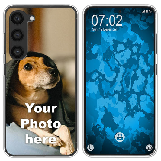 PhoneNatic Case kompatibel mit Galaxy S23 Plus Personalisierte Handyhülle clear zum selbst gestalten mit eigenem Foto