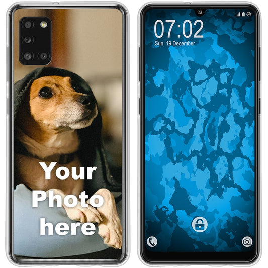 PhoneNatic Case kompatibel mit Galaxy A31 Personalisierte Handyhülle clear zum selbst gestalten mit eigenem Foto