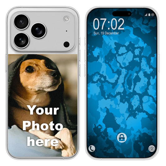 PhoneNatic Case kompatibel mit iPhone 17 Pro Max Personalisierte Handyhülle clear zum selbst gestalten mit eigenem Foto