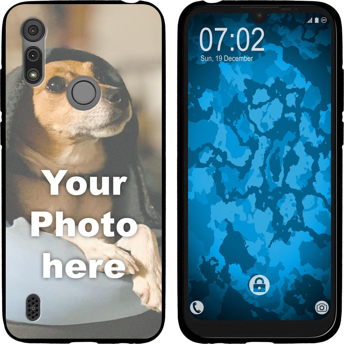 Personalisierte Handyhülle für Moto E6s (2020) (schwarz) zum Selbstgestalten mit eigenem Foto
