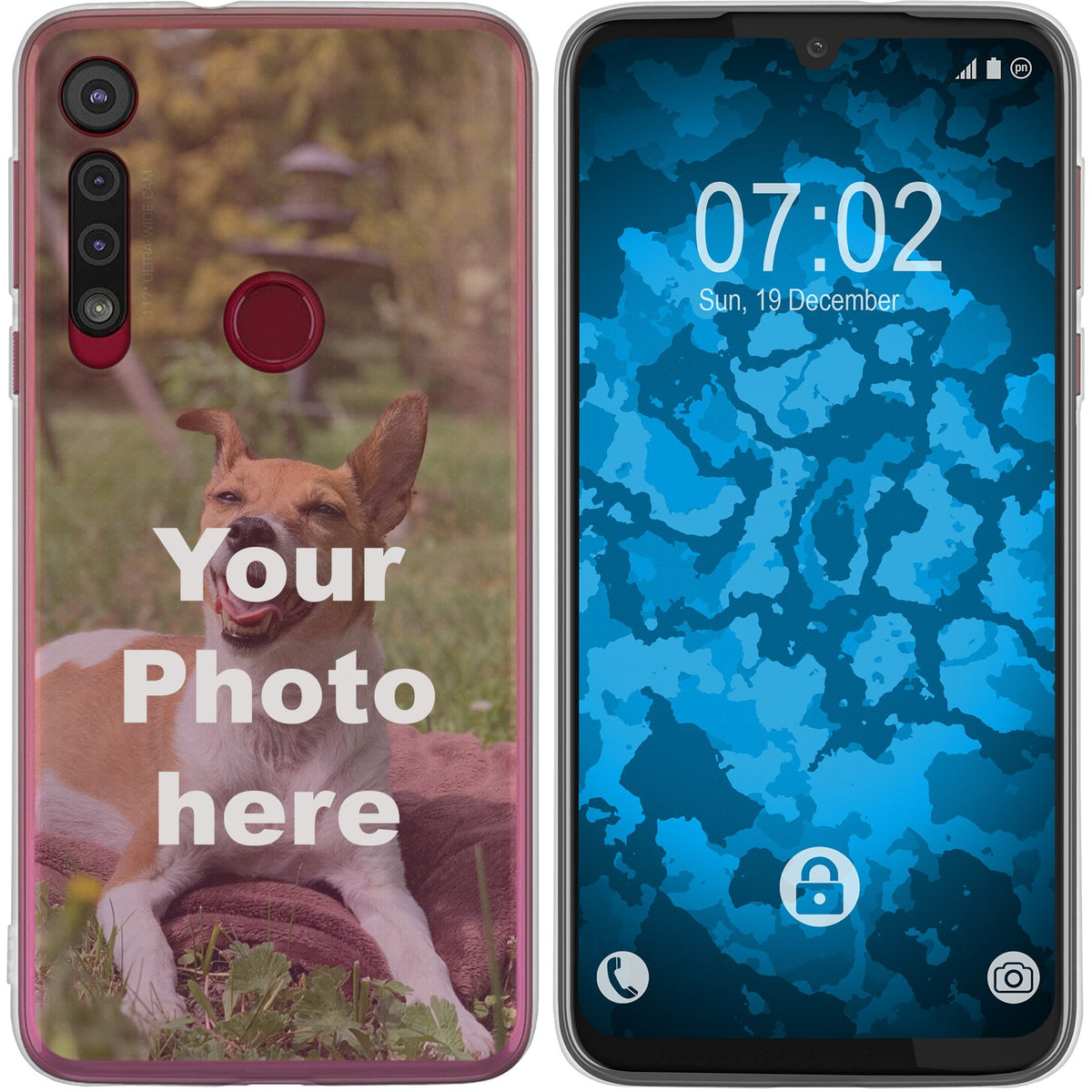 Personalisierte Handyhülle für Moto G8 Play (transparent) zum Selbstgestalten mit eigenem Foto