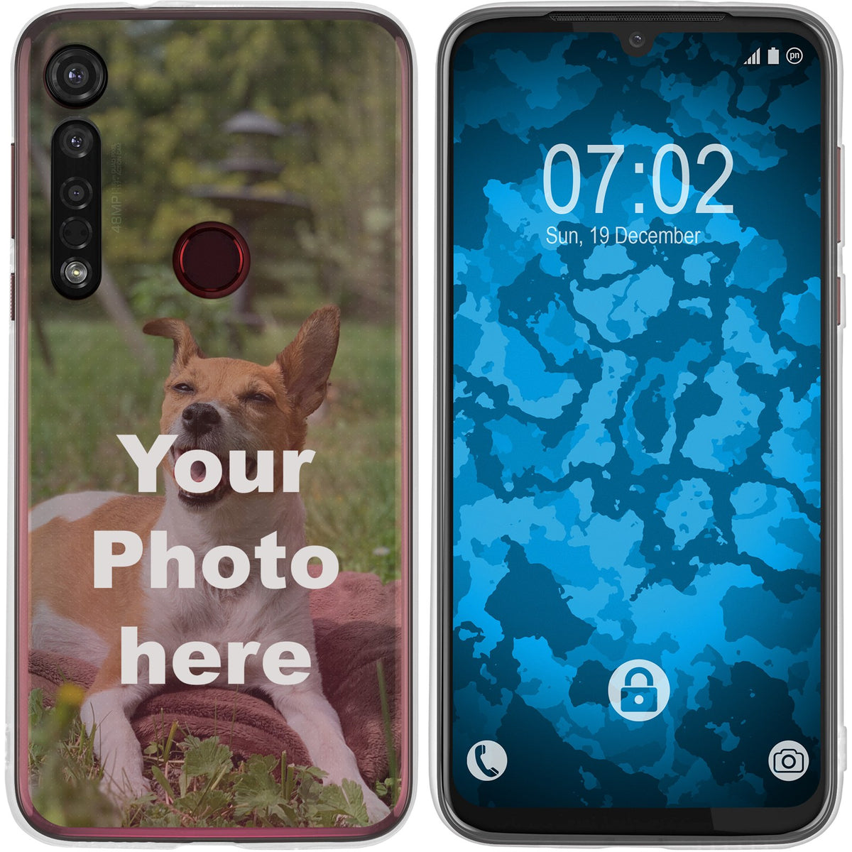 Personalisierte Handyhülle für Moto G8 Plus (transparent) zum Selbstgestalten mit eigenem Foto