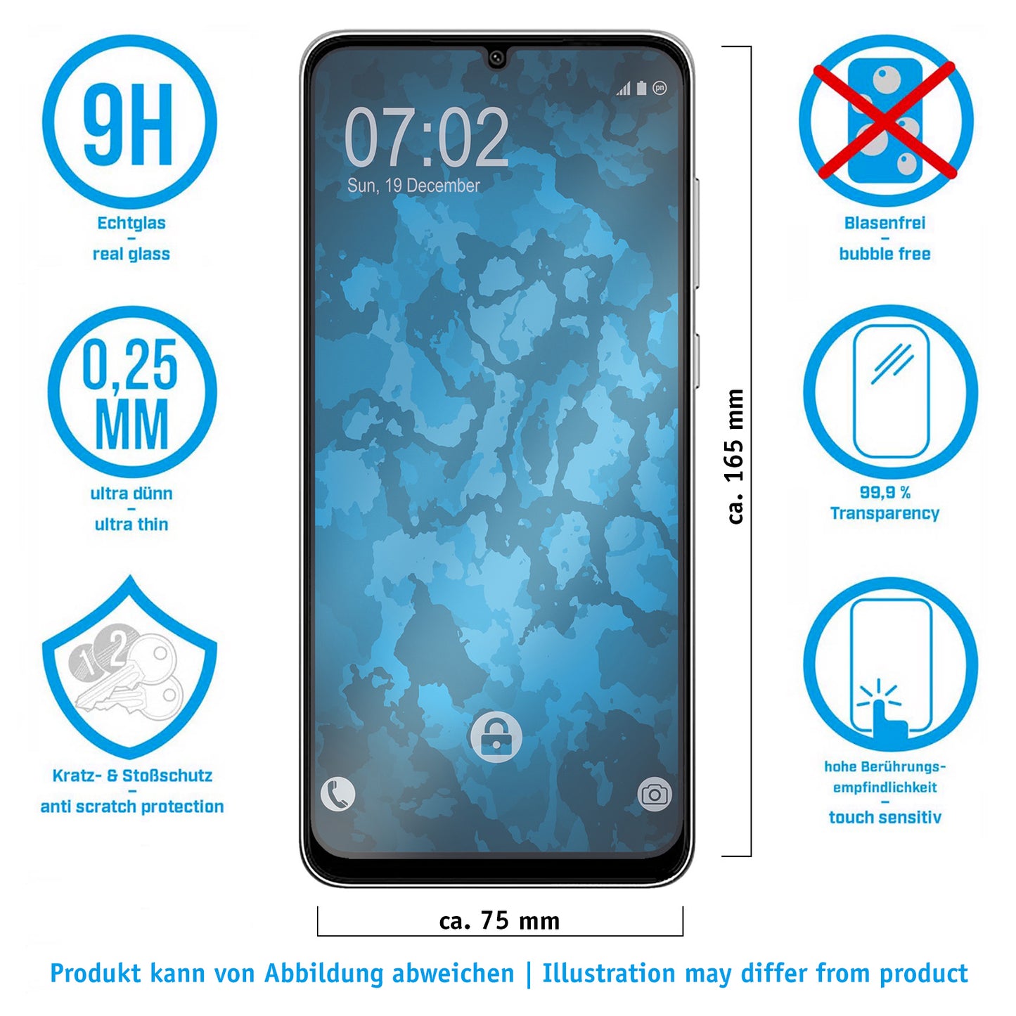 3x Glas-Folie klar  für Samsung Galaxy A05 – Panzerglas für Samsung Galaxy A05