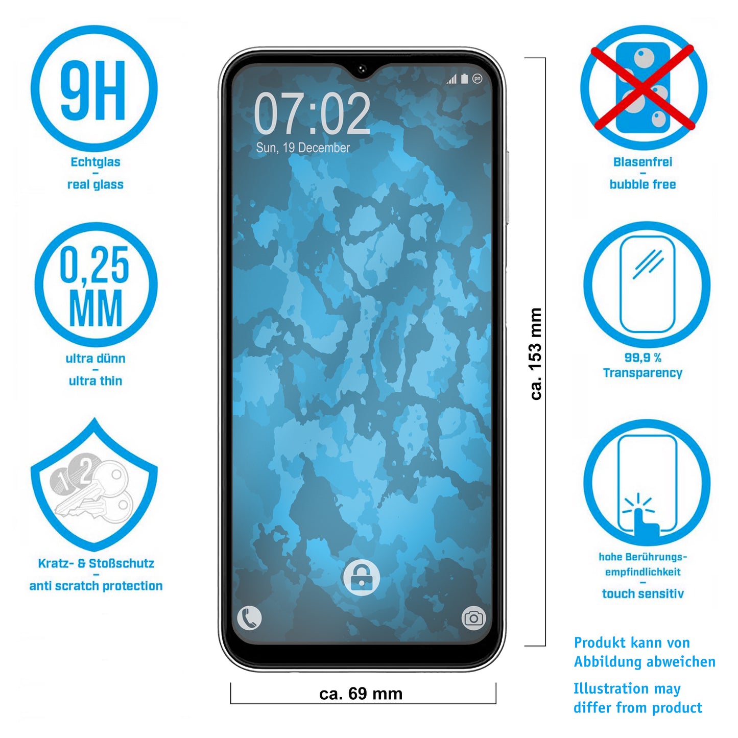1x Glas-Folie klar  für Samsung Galaxy M14 – Panzerglas für Samsung Galaxy M14