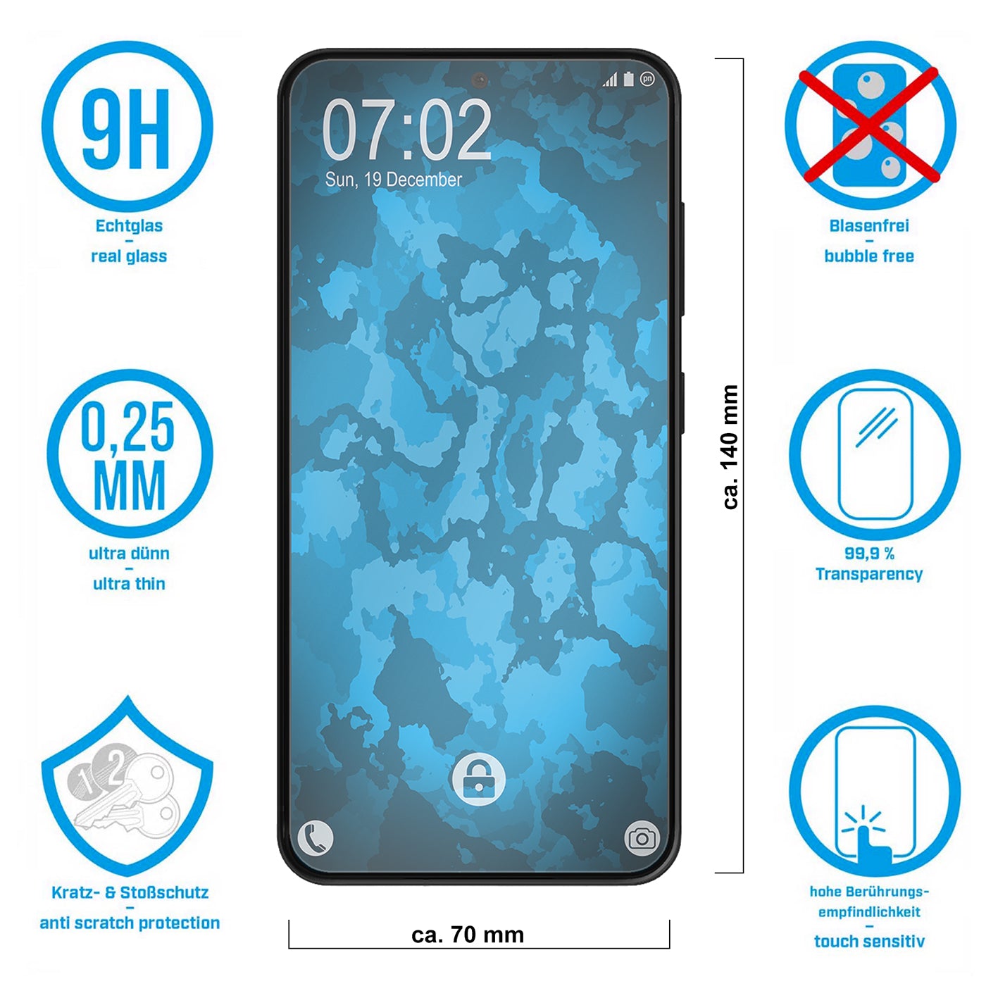 1x Glas-Folie klar  für Samsung Galaxy S23 – Panzerglas für Samsung Galaxy S23