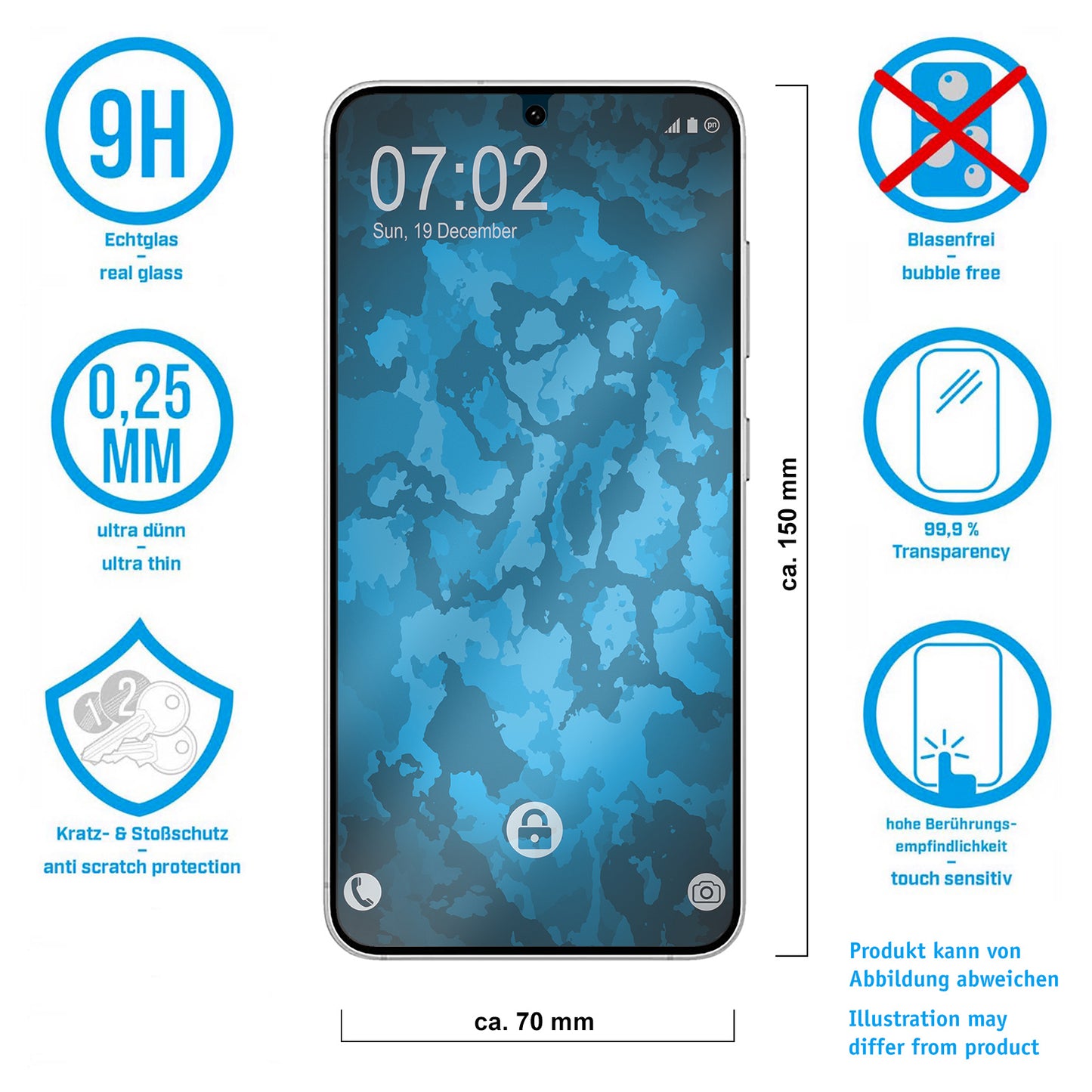 1x Glas-Folie klar für Samsung Galaxy S24 Plus – Panzerglas für Samsung Galaxy S24 Plus