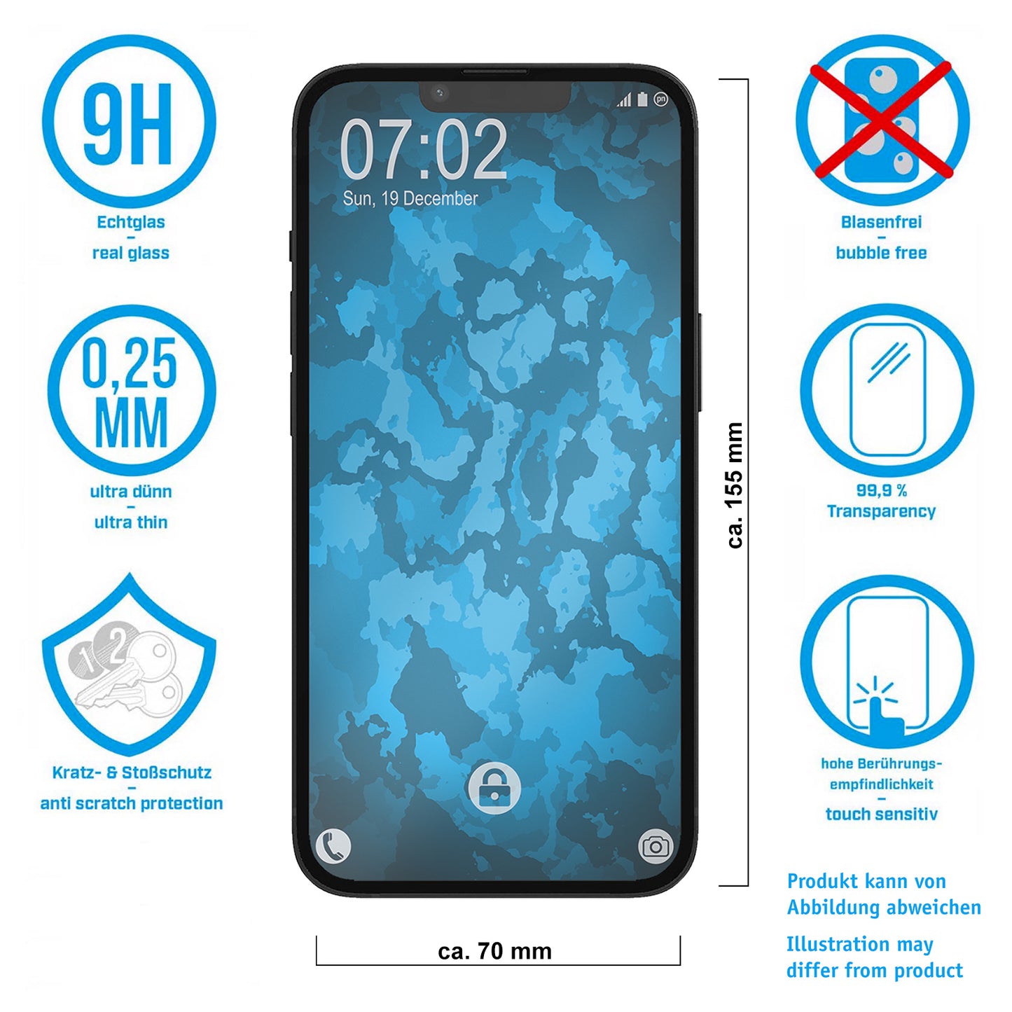 2x Glasfolie klar  für Apple iPhone 15 Plus – Panzerglas für iPhone 15 Plus
