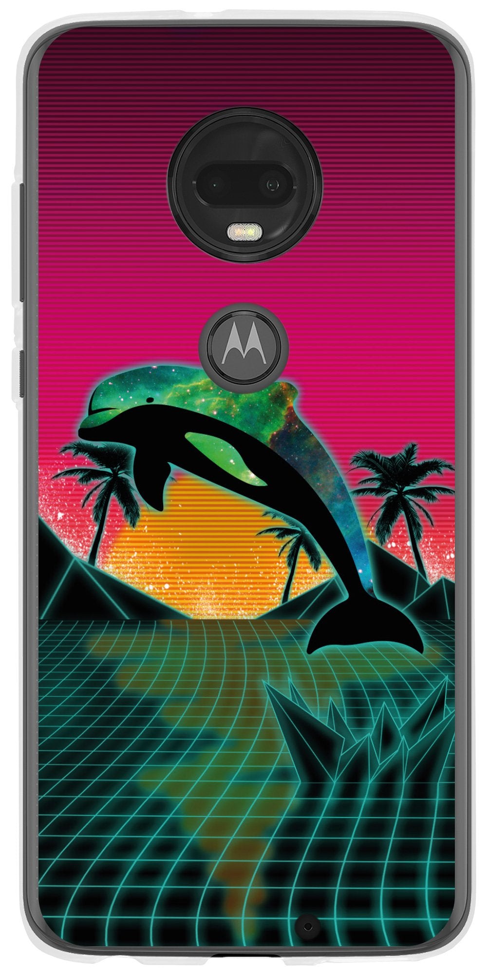 Case für Motorola Moto G7 Plus Silikon-Hülle Retro Wave Delphin M1 – Ansicht 2