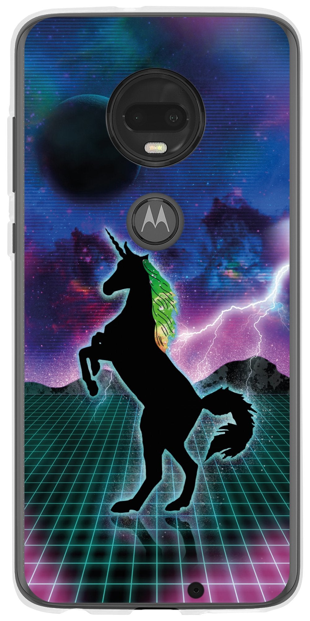 Case für Motorola Moto G7 Plus Silikon-Hülle Retro Wave Einhorn M2 – Ansicht 2
