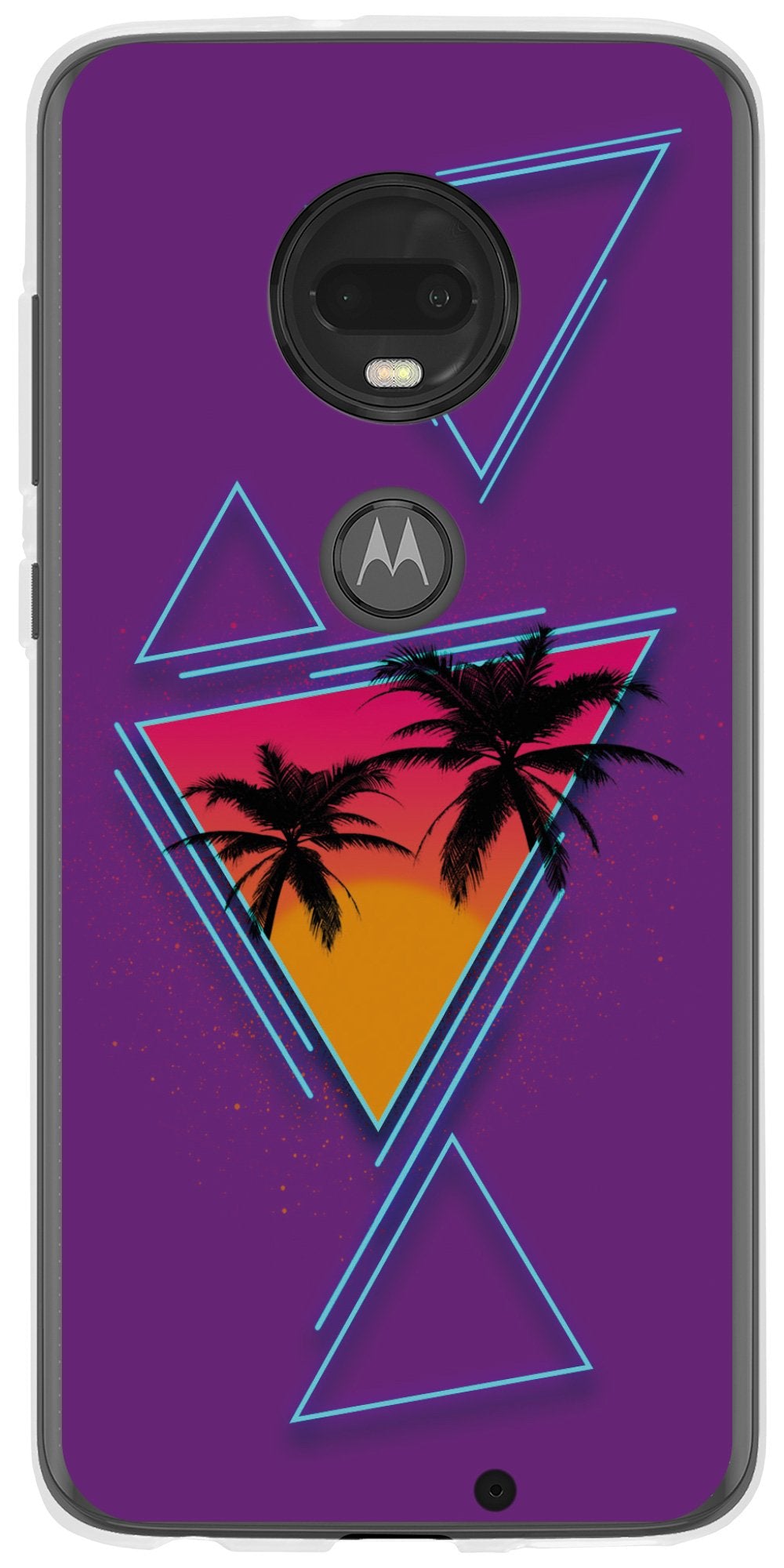 Case für Motorola Moto G7 Silikon-Hülle Retro Wave Palmen M3 – Ansicht 2