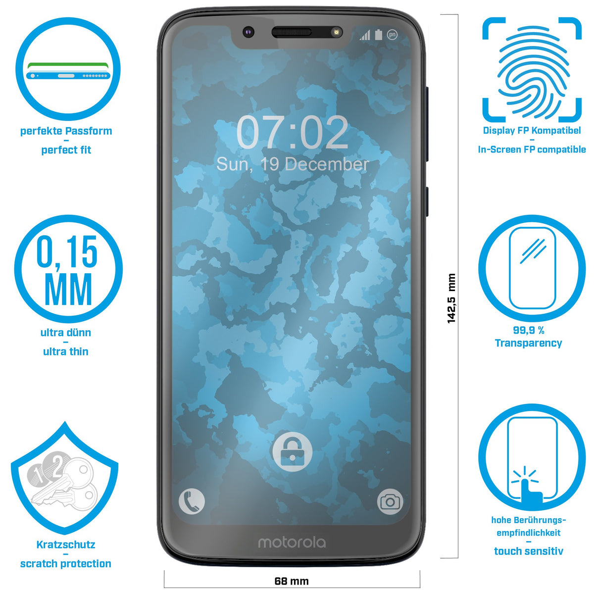 4er-Pack Displayschutzfolien klar Flexible Folien für Motorola Moto G7 Play – Ansicht 2