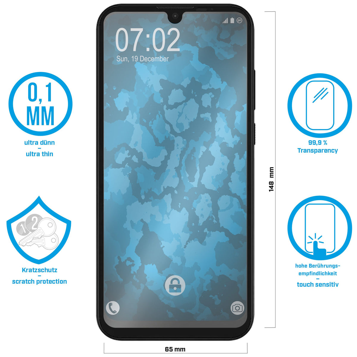 8er-Pack Displayschutzfolien klar für Motorola Moto E6s (2020) – Ansicht 2