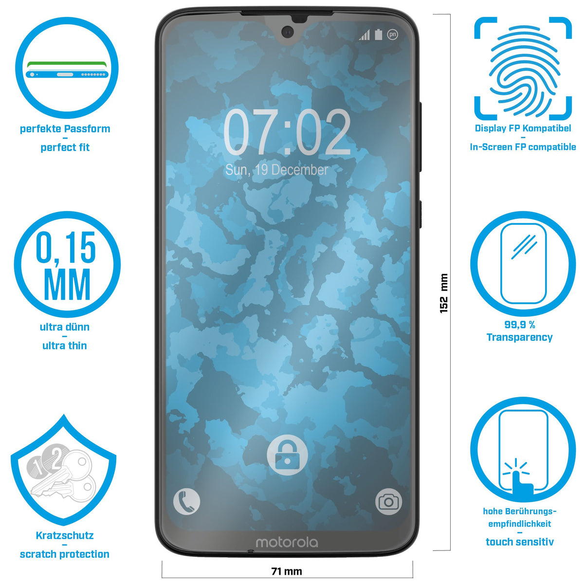 4er-Pack Displayschutzfolien klar Flexible Folien für Motorola Moto G7 – Ansicht 2