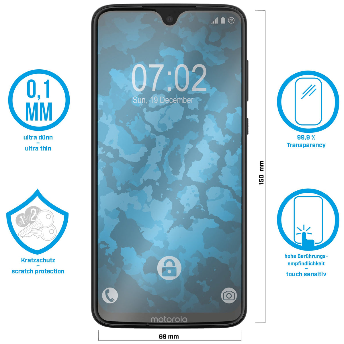 8er-Pack Displayschutzfolien klar für Motorola Moto G7 Plus – Ansicht 2