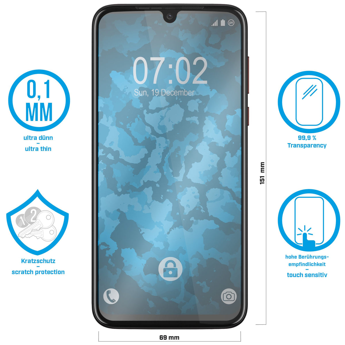2er-Pack Displayschutzfolien klar für Motorola Moto G8 Plus – Ansicht 2