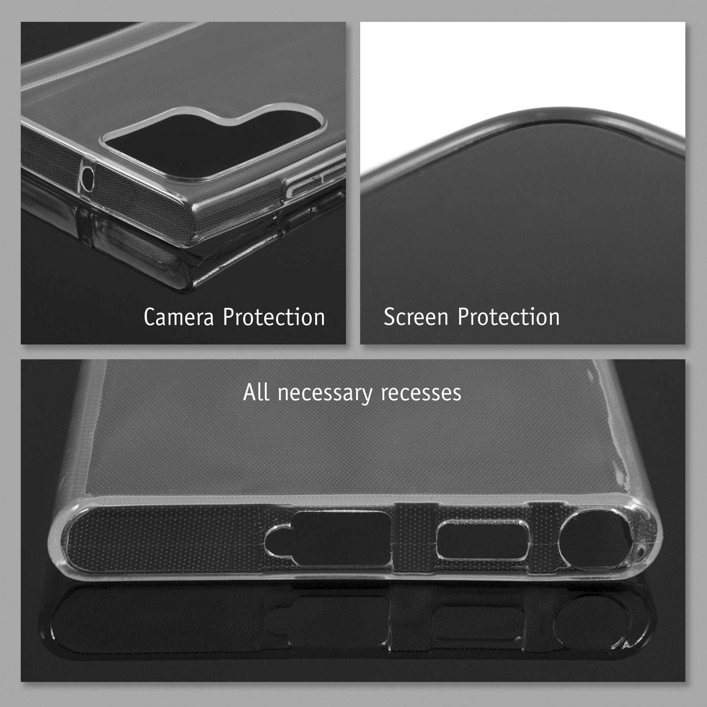 PhoneNatic Case kompatibel mit Samsung Galaxy S23 Ultra – Schwarz Silikon Hülle crystal-case Cover