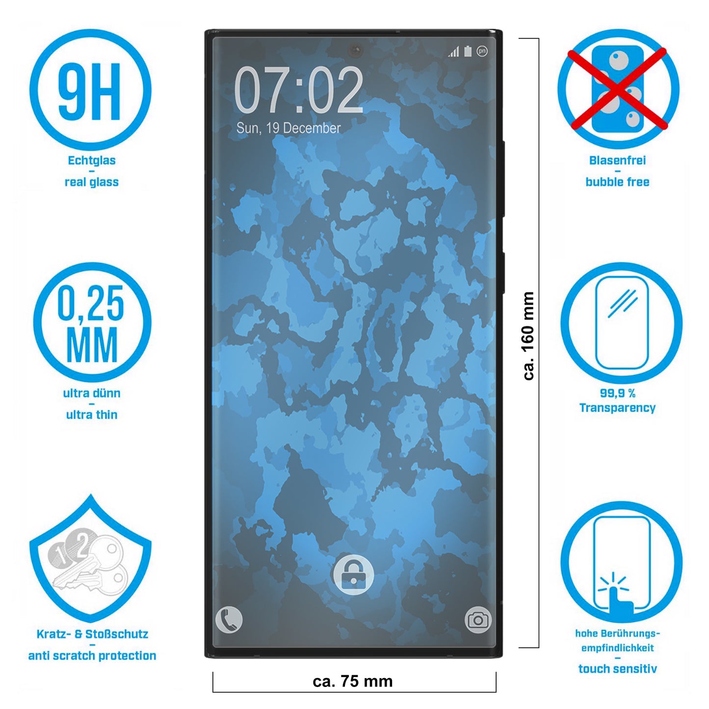 2x Glasfolie klar für Samsung Galaxy S23 Ultra – Panzerglas für Samsung Galaxy S23 Ultra