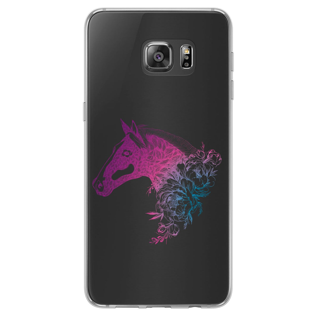 Case für Samsung Galaxy S7 Edge Silikon-Hülle Floral Pferd M5-6 – Ansicht 2