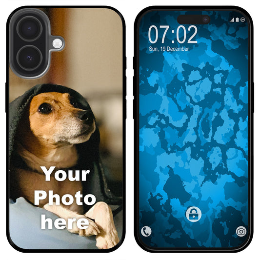 PhoneNatic Case kompatibel mit iPhone 17 Personalisierte Handyhülle SCHWARZ zum selbst gestalten mit eigenem Foto