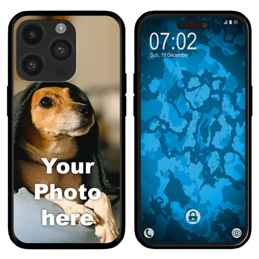 PhoneNatic Case kompatibel mit iPhone 16 Pro Personalisierte Handyhülle SCHWARZ zum selbst gestalten mit eigenem Foto