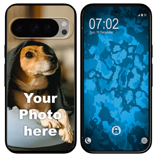PhoneNatic Case kompatibel mit Pixel 9 Pro Personalisierte Handyhülle SCHWARZ zum selbst gestalten mit eigenem Foto