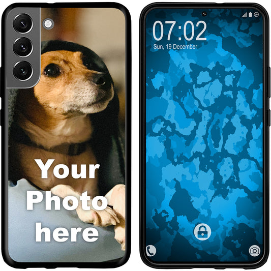 PhoneNatic Case kompatibel mit Galaxy S22 Plus Personalisierte Handyhülle SCHWARZ zum selbst gestalten mit eigenem Foto