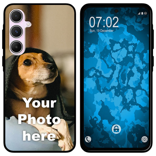 PhoneNatic Case kompatibel mit Galaxy A55 Personalisierte Handyhülle SCHWARZ zum selbst gestalten mit eigenem Foto
